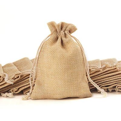Recyclable Drawstring Jute Burlap Sack For Coffee Beans Packaging Pouch