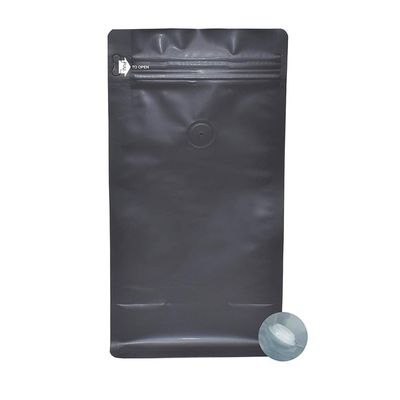 16oz Zipper Box Pouch Moisture Proof Resealable Coffee Bag with Air Release Valve and Zipper Flat Bottom Reusable Side Bag