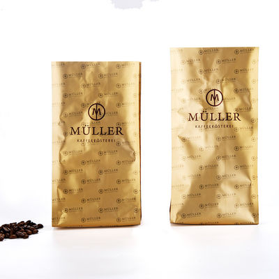 Moisture Proof Premium Luxury Gold Aluminum Foil Seal Vented Gold Foil Tea Bag Coffee Bean Powder Packaging